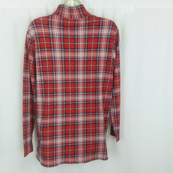 5 For $20.00 Trading GFC Company Mock Turtleneck, Small, Red/White/Black Plaid - Picture 4 of 10